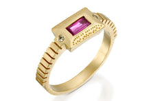 Load image into Gallery viewer, 18k Ruby Rectangle Engagement Ring
