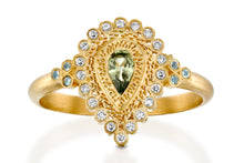 Load image into Gallery viewer, Pear Shape Sapphire Diamonds Engagement Ring