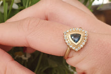 Load image into Gallery viewer, 18k gold Trillion Sapphire Engagement Ring