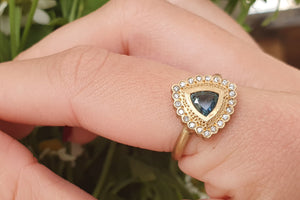 18k gold Trillion Sapphire Engagement Ring