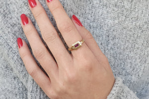 18k Ruby Rectangle Engagement Ring