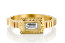 Load image into Gallery viewer, 18k Ring set with Rectangle Diamond