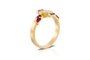 18k Engagement Ring set with Ruby & Diamond