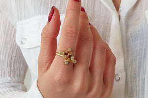 18k unlque ring, Ruby, Sapphire & Diamond
