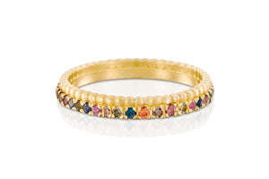 18k Engagement Ring with Multi Color Sapphire