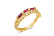 Load image into Gallery viewer, Diamond, Baguette Ruby Alternative Engagemnt Ring
