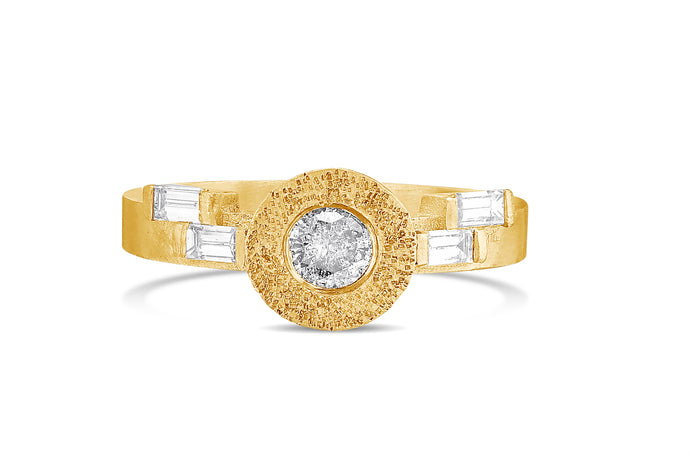 Solitaire Baguette Diamond Gold Engagement Ring