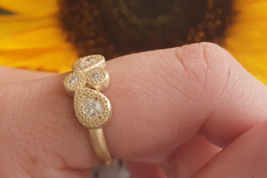 18k Pear Shape Ring, Champagne Diamond Engagement Ring