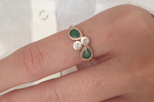 Load image into Gallery viewer, Champagne Diamond Emerald Engagement Ring