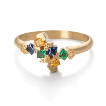 Load image into Gallery viewer, 18k Engagement Ring with Sapphire &amp; Emerald