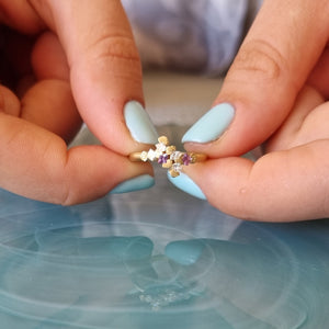 Art Deco Marquise Diamond Engagement Ring Champaigne Diamonds ,Blue & Yellow Sapphires