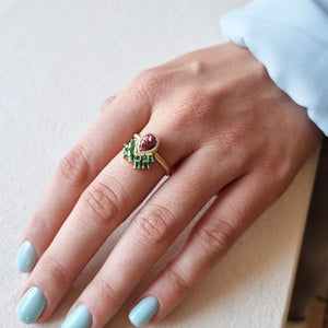 Tourmaline Emerald Engagement Ring