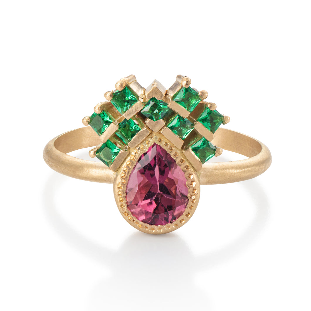 Tourmaline Emerald Engagement Ring