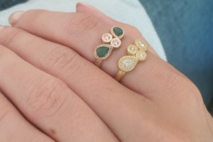 Champagne Diamond Emerald Engagement Ring